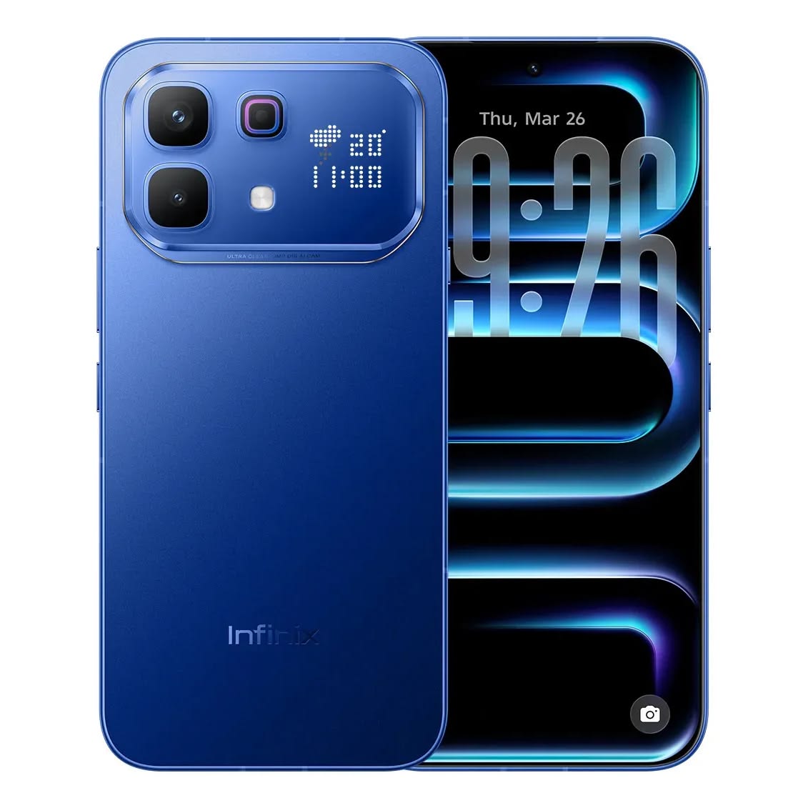 Infinix Note 60 Pro 8GB+256GB 5G in blue, back and front view, at Zentech Electronics Kenya